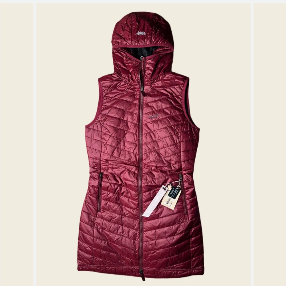 SKHOOP The Debbie Women's Quilted Hooded Vest - Deep Red/Burgandy